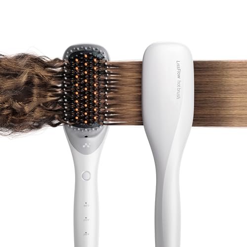 LISSFLOW Thermal-Balance Hair Straightener Brush – 365°F Professional Styling with Heat Damage Protection, 200M+ Negative Ions, Anti-Frizz Ceramic Coating, Dual-Voltage, White - görsel 2