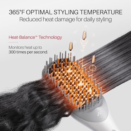 LISSFLOW Thermal-Balance Hair Straightener Brush – 365°F Professional Styling with Heat Damage Protection, 200M+ Negative Ions, Anti-Frizz Ceramic Coating, Dual-Voltage, White - görsel 4