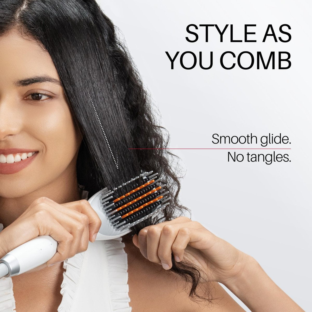 LISSFLOW Thermal-Balance Hair Straightener Brush – 365°F Professional Styling with Heat Damage Protection, 200M+ Negative Ions, Anti-Frizz Ceramic Coating, Dual-Voltage, White - görsel 7
