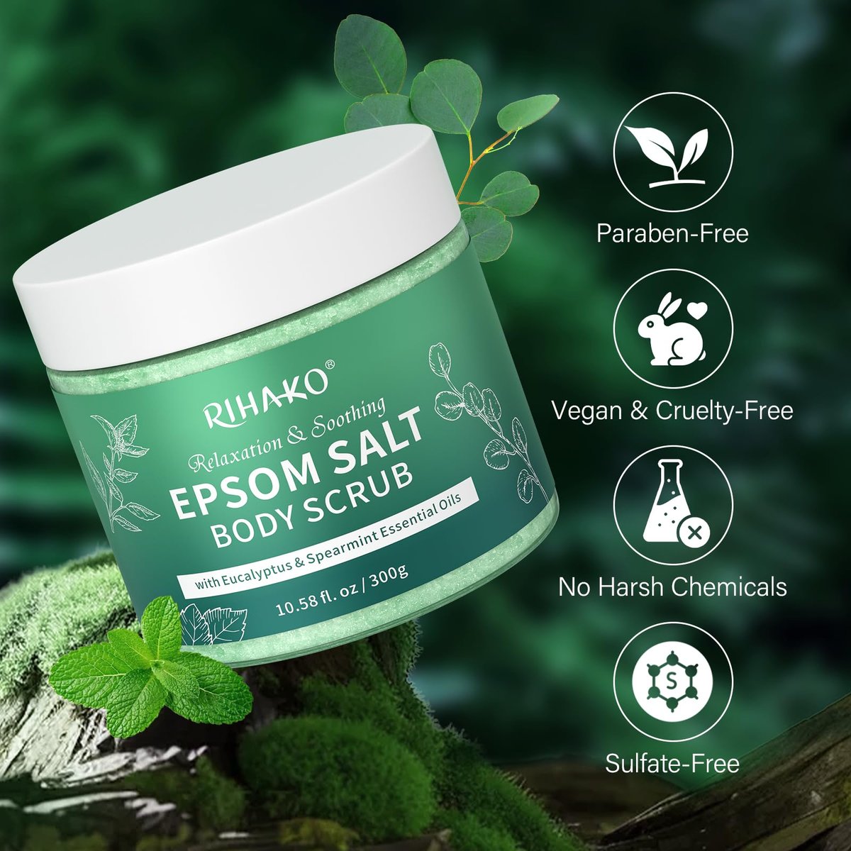 Eucalyptus Epsom Salt Body Scrub – Exfoliating Detox Scrub with Eucalyptus & Spearmint Essential Oils for Smooth, Radiant Skin - görsel 17