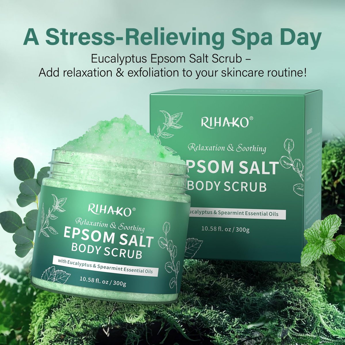 Eucalyptus Epsom Salt Body Scrub – Exfoliating Detox Scrub with Eucalyptus & Spearmint Essential Oils for Smooth, Radiant Skin - görsel 15