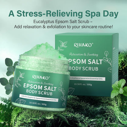 Eucalyptus Epsom Salt Body Scrub – Exfoliating Detox Scrub with Eucalyptus & Spearmint Essential Oils for Smooth, Radiant Skin