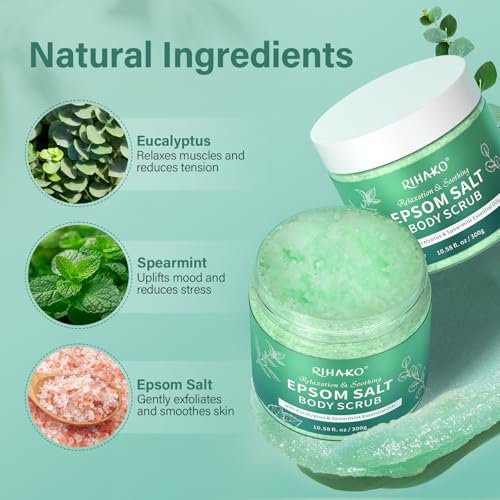 Eucalyptus Epsom Salt Body Scrub – Exfoliating Detox Scrub with Eucalyptus & Spearmint Essential Oils for Smooth, Radiant Skin - görsel 6