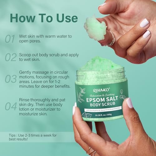 Eucalyptus Epsom Salt Body Scrub – Exfoliating Detox Scrub with Eucalyptus & Spearmint Essential Oils for Smooth, Radiant Skin - görsel 14