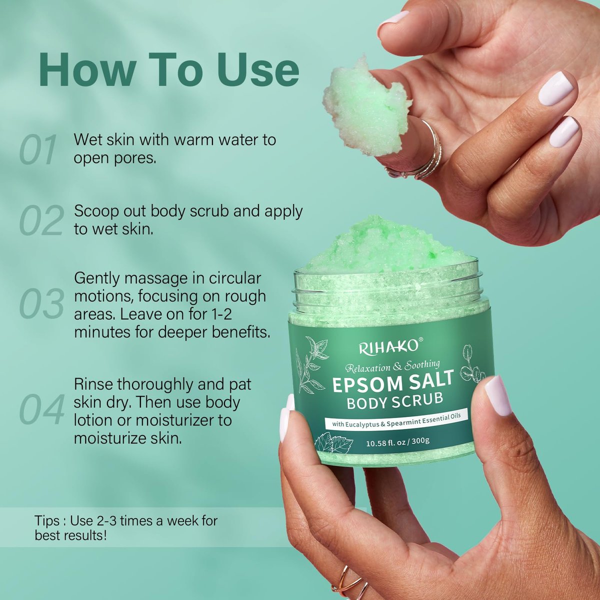 Eucalyptus Epsom Salt Body Scrub – Exfoliating Detox Scrub with Eucalyptus & Spearmint Essential Oils for Smooth, Radiant Skin - görsel 13