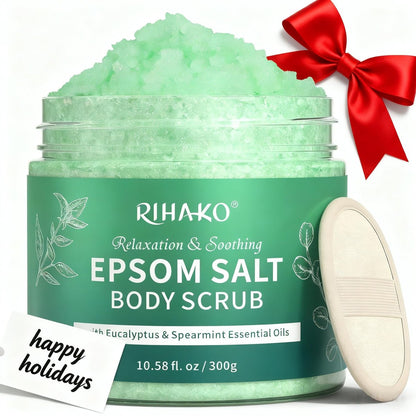 Eucalyptus Epsom Salt Body Scrub – Exfoliating Detox Scrub with Eucalyptus & Spearmint Essential Oils for Smooth, Radiant Skin