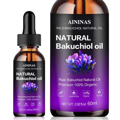AIninas Bakuchiol Oil Organic for Face - Natural Retinol Alternative Reduces Wrinkles & Fine Lines, Sensitive Skin Safe, Mix with Moisturizer - Hydrating Facial Serum for Day & Night Use, 2 fl oz Avelisse