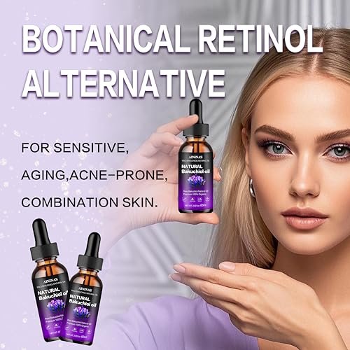 AIninas Bakuchiol Oil Organic for Face - Natural Retinol Alternative Reduces Wrinkles & Fine Lines, Sensitive Skin Safe, Mix with Moisturizer - Hydrating Facial Serum for Day & Night Use, 2 fl oz Avelisse