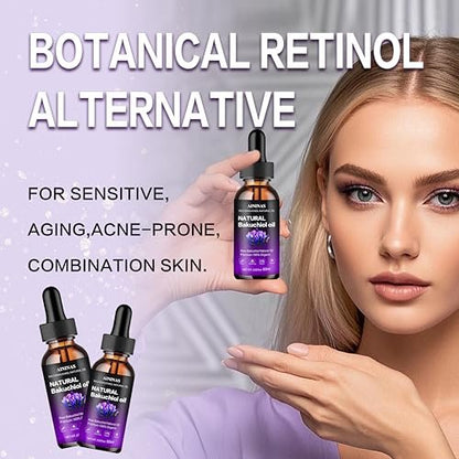 AIninas Bakuchiol Oil Organic for Face - Natural Retinol Alternative Reduces Wrinkles & Fine Lines, Sensitive Skin Safe, Mix with Moisturizer - Hydrating Facial Serum for Day & Night Use, 2 fl oz Avelisse