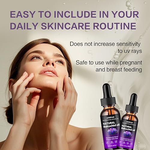 AIninas Bakuchiol Oil Organic for Face - Natural Retinol Alternative Reduces Wrinkles & Fine Lines, Sensitive Skin Safe, Mix with Moisturizer - Hydrating Facial Serum for Day & Night Use, 2 fl oz Avelisse