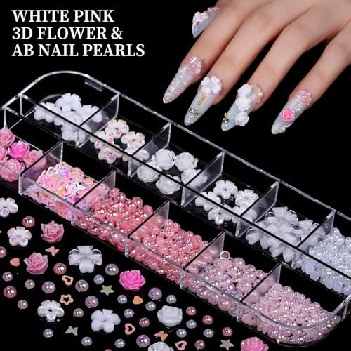 FANDAMEI Nail Charms Kit - 8 Boxes of Colorful Rhinestones, 3D Nail Gems, Flatback Crystals for Nail Art & Crafts - görsel 8