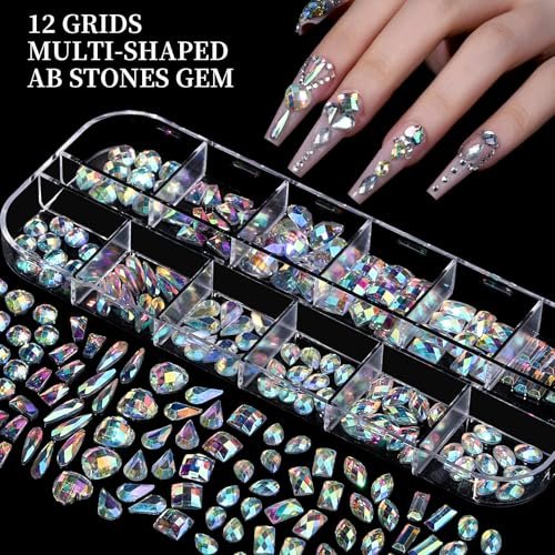 FANDAMEI Nail Charms Kit - 8 Boxes of Colorful Rhinestones, 3D Nail Gems, Flatback Crystals for Nail Art & Crafts - görsel 14