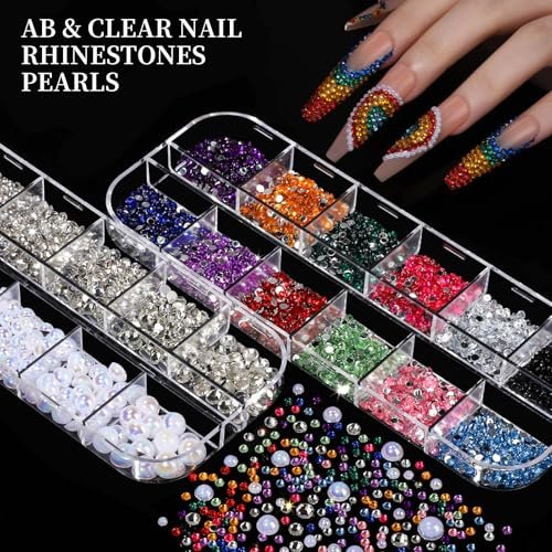 FANDAMEI Nail Charms Kit - 8 Boxes of Colorful Rhinestones, 3D Nail Gems, Flatback Crystals for Nail Art & Crafts - görsel 12