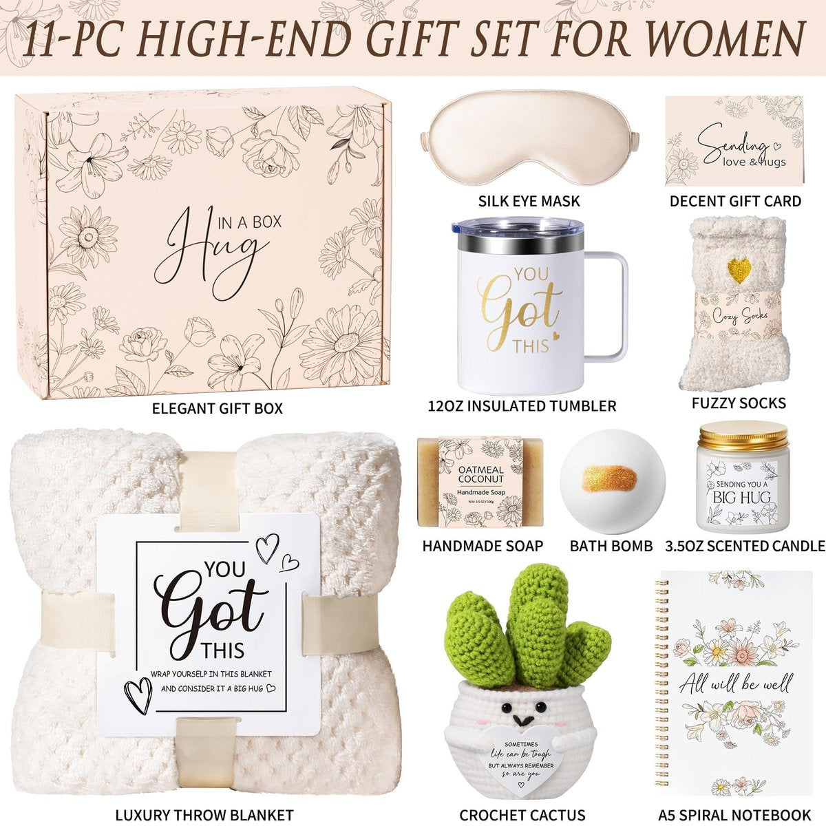 Get Well Soon Gifts Basket for Women – Self Care Spa Care Package with Inspirational Blanket, Thinking of You Sympathy Gift Avelisse