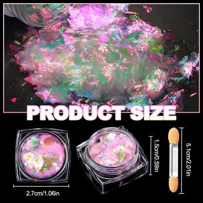 6 Colors Ice Transparent Aurora Opal Chameleon Nail Glitter Flakes - Ultra-Thin Mermaid Chunky Glitter for Nail Art Decoration DIY Craft