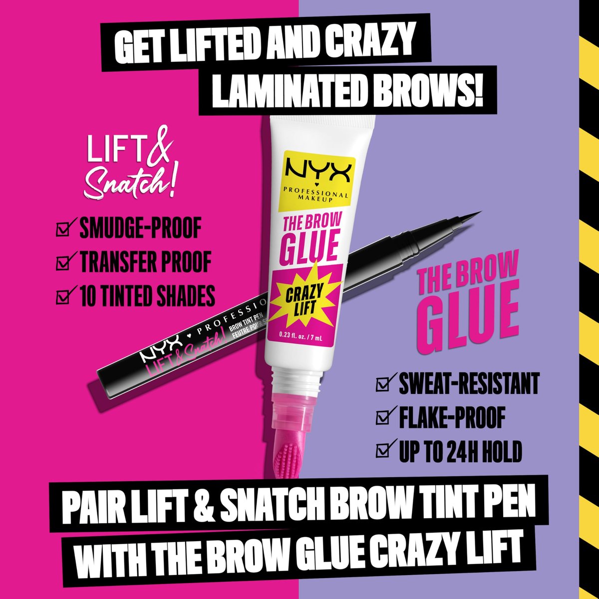 NYX PROFESSIONAL MAKEUP The Brow Glue Crazy Lift - Clear Brow Lamination Gel with 16HR Strong Hold & Built-In Styling Comb Avelisse
