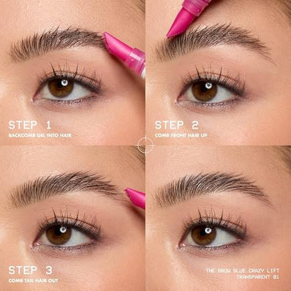 NYX PROFESSIONAL MAKEUP The Brow Glue Crazy Lift - Clear Brow Lamination Gel with 16HR Strong Hold & Built-In Styling Comb Avelisse