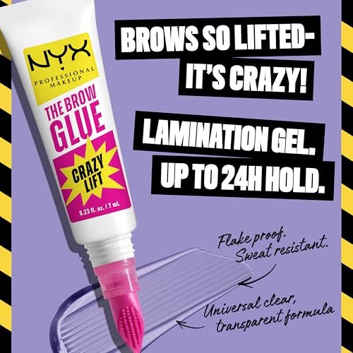 NYX PROFESSIONAL MAKEUP The Brow Glue Crazy Lift - Clear Brow Lamination Gel with 16HR Strong Hold & Built-In Styling Comb Avelisse