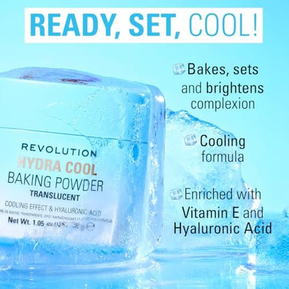 Revolution Beauty London Hydra Cool Cooling Loose Baking Powder - Makeup Setting Powder with Hyaluronic Acid, Vegan & Cruelty-Free, 1.05 oz