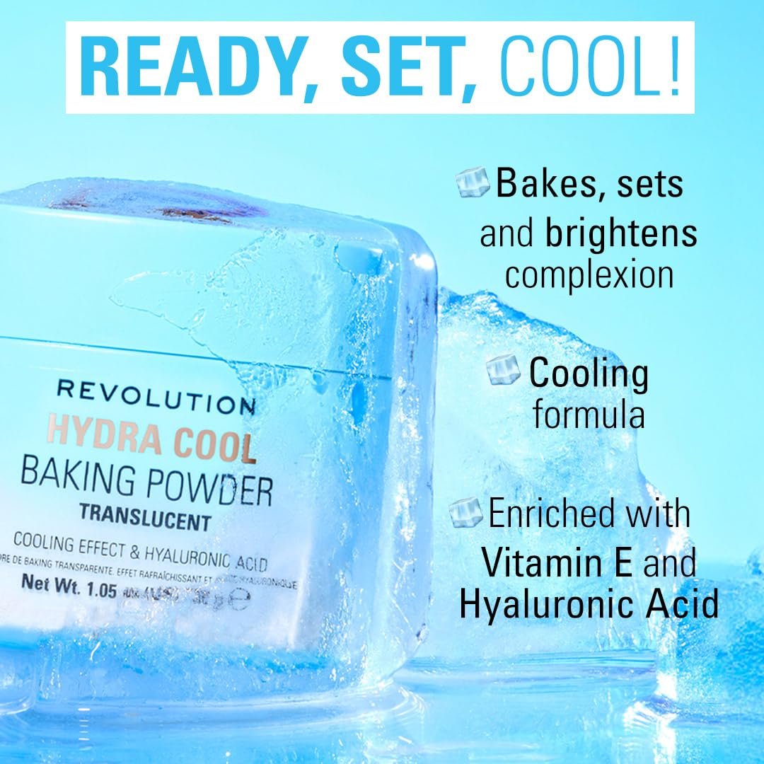 Revolution Beauty London Hydra Cool Cooling Loose Baking Powder - Makeup Setting Powder with Hyaluronic Acid, Vegan & Cruelty-Free, 1.05 oz - görsel 7