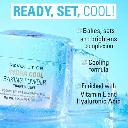Revolution Beauty London Hydra Cool Cooling Loose Baking Powder - Makeup Setting Powder with Hyaluronic Acid, Vegan & Cruelty-Free, 1.05 oz