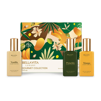 Bellavita Luxury Unisex Gourmet Perfume Gift Set – Vanilla, Mango & Pistachio | 3 x 60ml | Long-Lasting Fragrance for Men & Women