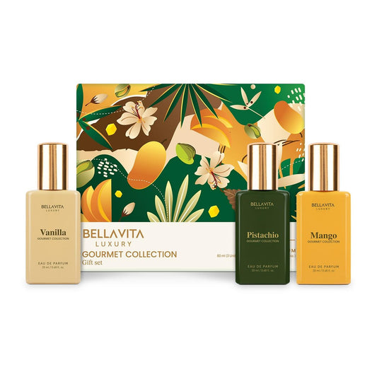 Bellavita Luxury Unisex Gourmet Perfume Gift Set – Vanilla, Mango & Pistachio | 3 x 60ml | Long-Lasting Fragrance for Men & Women