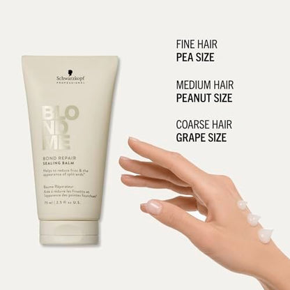 BlondMe Bond Repair Sealing Balm for Blonde, Lightened & Grey Hair - 2.5 Fl Oz - Tame Split Ends, Reduce Frizz & Heat Protection Avelisse