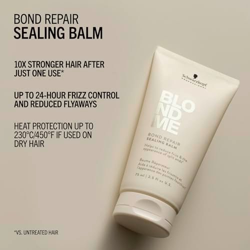 BlondMe Bond Repair Sealing Balm for Blonde, Lightened & Grey Hair - 2.5 Fl Oz - Tame Split Ends, Reduce Frizz & Heat Protection Avelisse