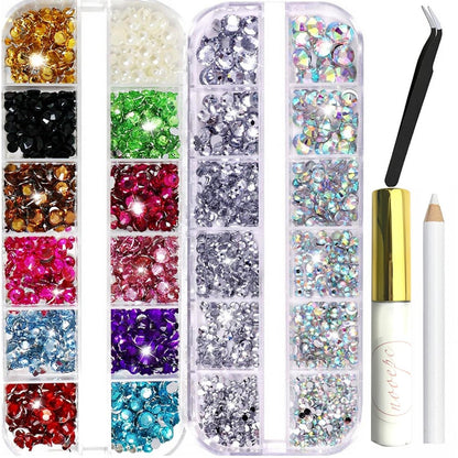 NOOEPC Face Gems and Pearls for Makeup - Rhinestones Bedazzling Kit with Quick Dry Glue, Multicolor Resin Gems for Women, Rave Accessories