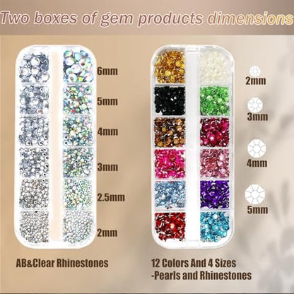 NOOEPC Face Gems and Pearls for Makeup - Rhinestones Bedazzling Kit with Quick Dry Glue, Multicolor Resin Gems for Women, Rave Accessories