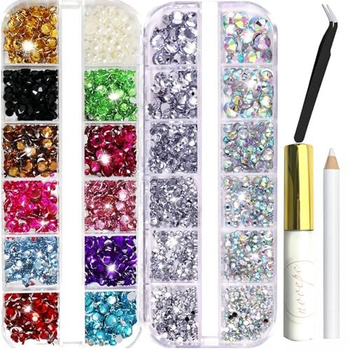NOOEPC Face Gems and Pearls for Makeup - Rhinestones Bedazzling Kit with Quick Dry Glue, Multicolor Resin Gems for Women, Rave Accessories - görsel 2