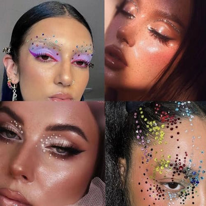 NOOEPC Face Gems and Pearls for Makeup - Rhinestones Bedazzling Kit with Quick Dry Glue, Multicolor Resin Gems for Women, Rave Accessories