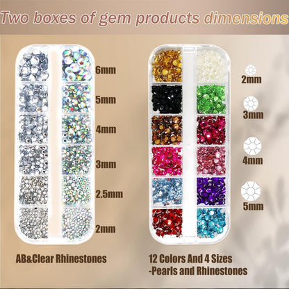 NOOEPC Face Gems and Pearls for Makeup - Rhinestones Bedazzling Kit with Quick Dry Glue, Multicolor Resin Gems for Women, Rave Accessories