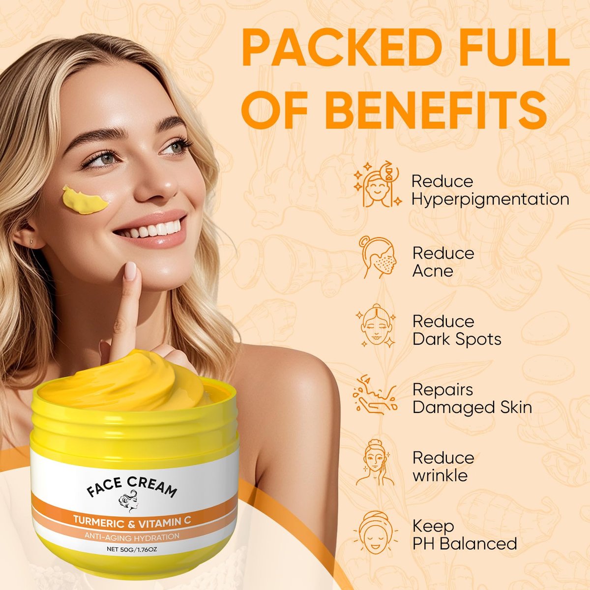 Femani Turmeric Soap Bar, Face Cream & Face Wash Set – Hydrating Skin Care Trio for All Skin Types with Cleansing Mousse & Bubble Net - görsel 7