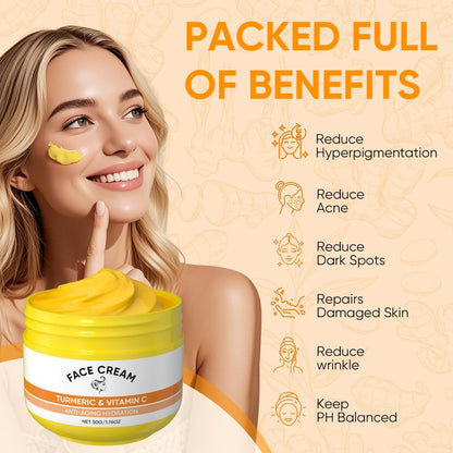 Femani Turmeric Soap Bar, Face Cream & Face Wash Set – Hydrating Skin Care Trio for All Skin Types with Cleansing Mousse & Bubble Net
