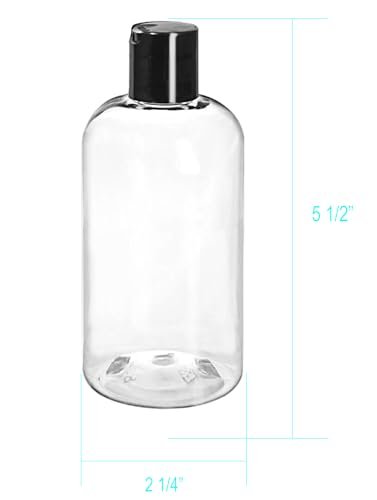 ljdeals 8 oz Clear Plastic Empty Bottles with Black Disc Top Caps - Squeezable Refillable Containers for Shampoo, Lotions, Cream and More, Pack of 2, BPA Free, Made in USA - görsel 6