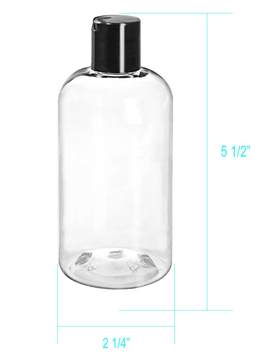 ljdeals 8 oz Clear Plastic Empty Bottles with Black Disc Top Caps - Squeezable Refillable Containers for Shampoo, Lotions, Cream and More, Pack of 2, BPA Free, Made in USA - görsel 5