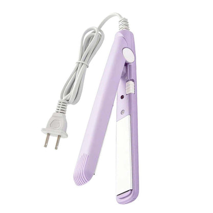 Mini Hair Straightener – Ceramic Tourmaline Flat Iron with Storage Box, 20W, US Plug, Purple