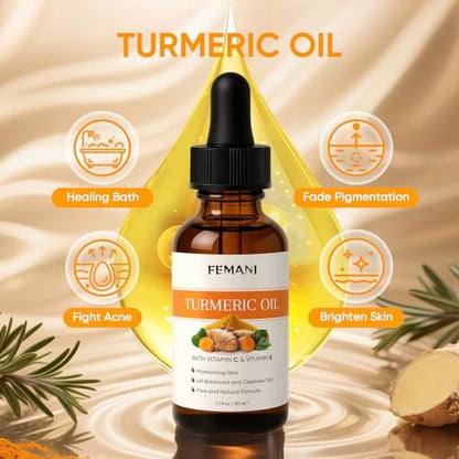 Femani Turmeric Soap Bar, Face Cream & Face Wash Set – Hydrating Skin Care Trio for All Skin Types with Cleansing Mousse & Bubble Net