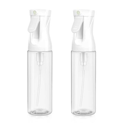 aireza 2-Pack Continuous Fine Mist Spray Bottle for Hair - Patented Ultra-Fine Mist, BPA-Free, Leak-Proof, 360° Spray, 300 ml/10.1 oz (White) Avelisse