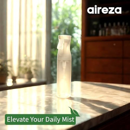 aireza 2-Pack Continuous Fine Mist Spray Bottle for Hair - Patented Ultra-Fine Mist, BPA-Free, Leak-Proof, 360° Spray, 300 ml/10.1 oz (White) Avelisse