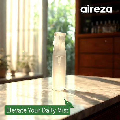 aireza 2-Pack Continuous Fine Mist Spray Bottle for Hair - Patented Ultra-Fine Mist, BPA-Free, Leak-Proof, 360° Spray, 300 ml/10.1 oz (White) Avelisse