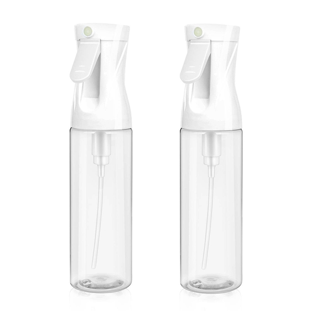 aireza 2-Pack Continuous Fine Mist Spray Bottle for Hair - Patented Ultra-Fine Mist, BPA-Free, Leak-Proof, 360° Spray, 300 ml/10.1 oz (White) Avelisse