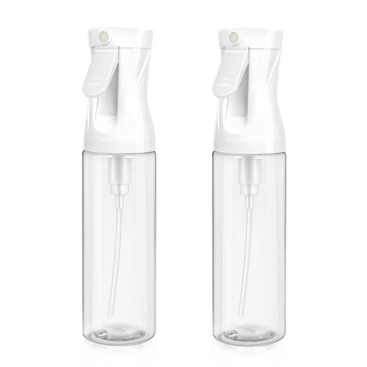 aireza 2-Pack Continuous Fine Mist Spray Bottle for Hair - Patented Ultra-Fine Mist, BPA-Free, Leak-Proof, 360° Spray, 300 ml/10.1 oz (White) Avelisse