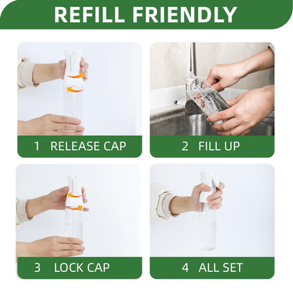 aireza 2-Pack Continuous Fine Mist Spray Bottle for Hair - Patented Ultra-Fine Mist, BPA-Free, Leak-Proof, 360° Spray, 300 ml/10.1 oz (White) Avelisse