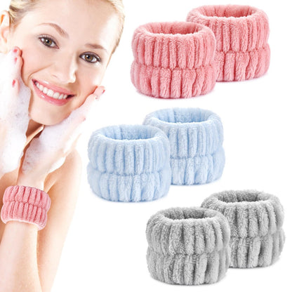 Wykodra 6-Pack Absorbent Face Wash Wrist Bands - Microfiber Spa Wristbands for Women and Girls, Prevent Water from Spilling Down Arms