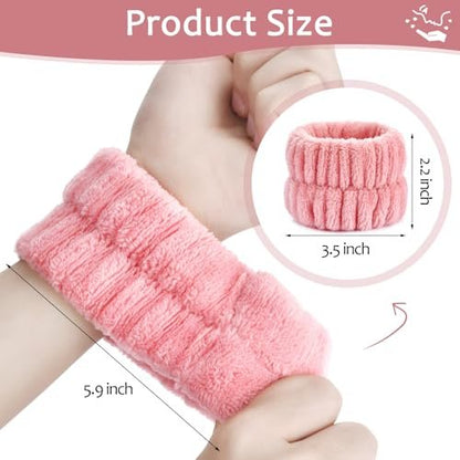 Wykodra 6-Pack Absorbent Face Wash Wrist Bands - Microfiber Spa Wristbands for Women and Girls, Prevent Water from Spilling Down Arms
