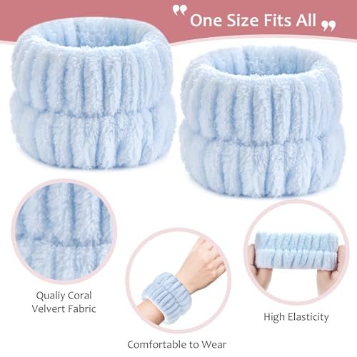 Wykodra 6-Pack Absorbent Face Wash Wrist Bands - Microfiber Spa Wristbands for Women and Girls, Prevent Water from Spilling Down Arms - görsel 12