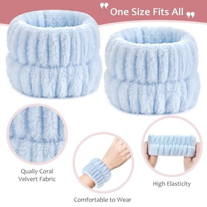 Wykodra 6-Pack Absorbent Face Wash Wrist Bands - Microfiber Spa Wristbands for Women and Girls, Prevent Water from Spilling Down Arms